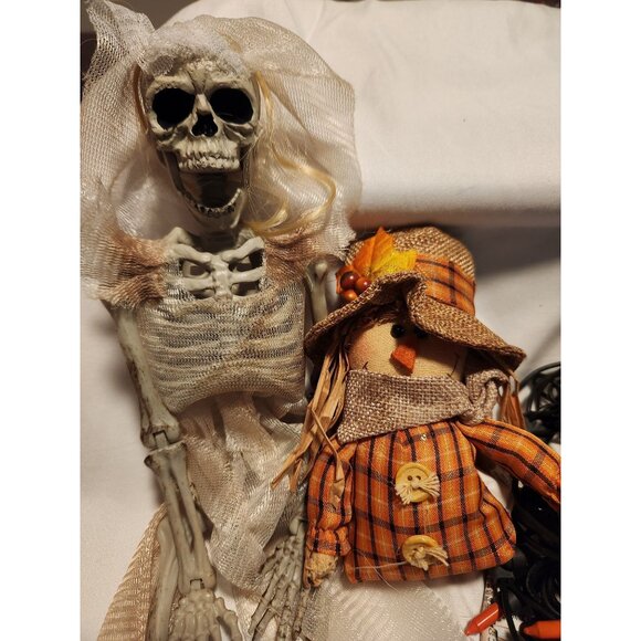 Halloween Bundle Skeleton Bride Scarecrow and Orange String Lights - Picture 2 of 4